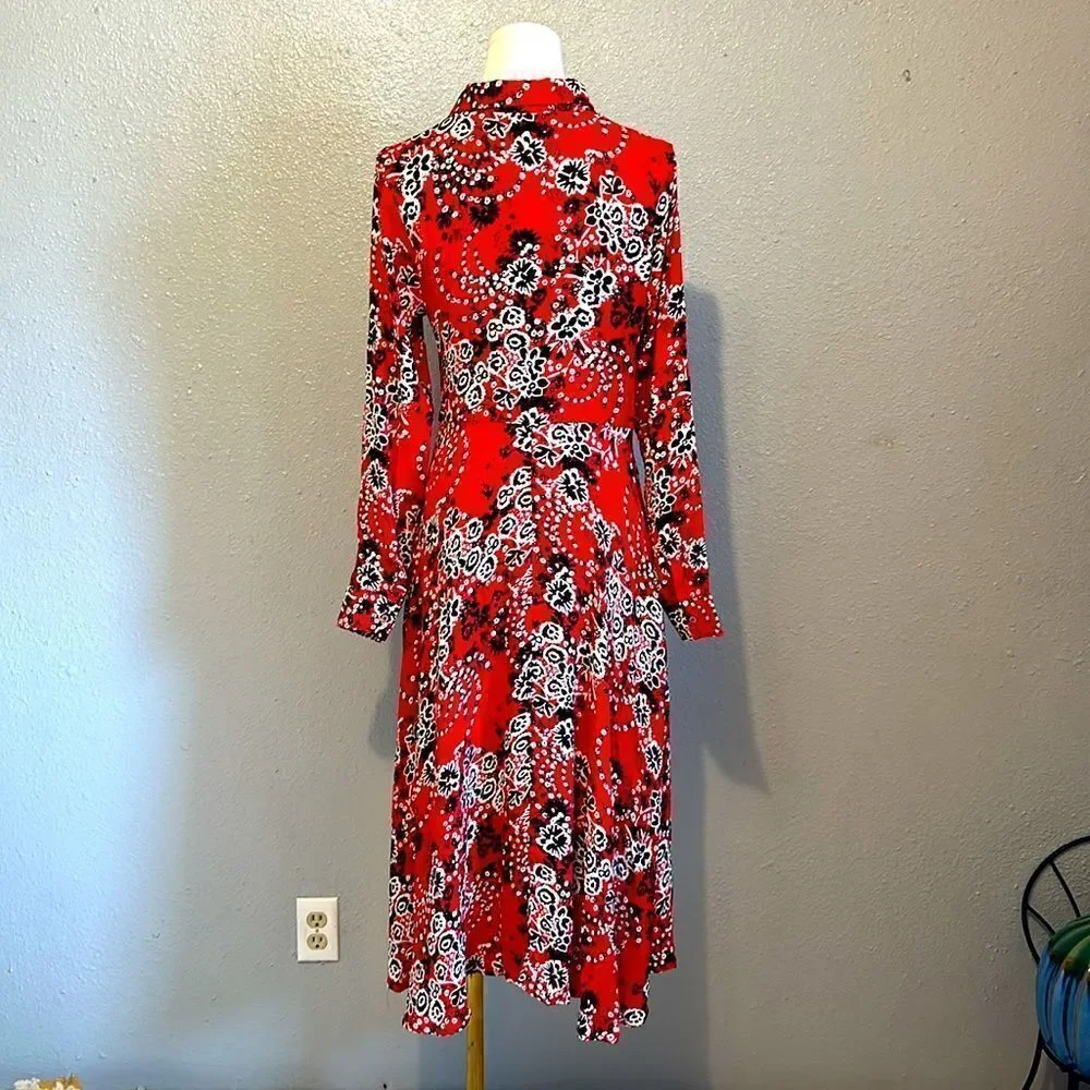 Free people women tough love midi shirt dress floral patterned size 4